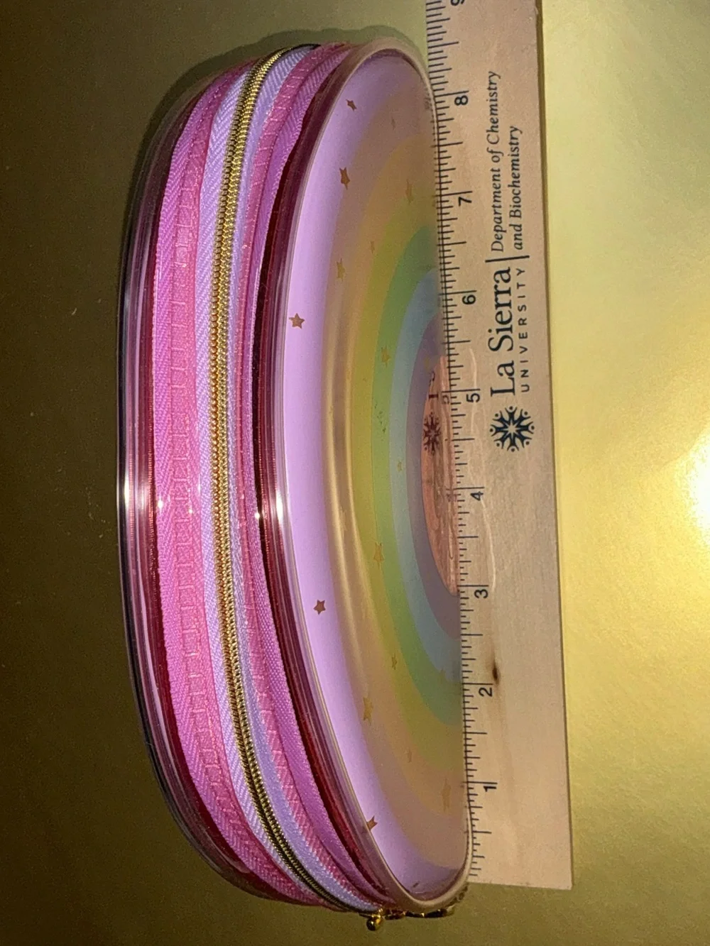 Too Faced Rainbow Pouch Case with Stamped Heart Zipper